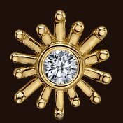 Large Sunray, 14k yellow gold, 2mm white CZ