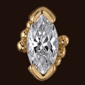 Marquise V Prong and Graduating Bead Accents, 14k yellow gold, 3x1.5mm white CZ marquise