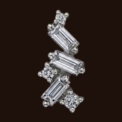 Mini Genesis, 14k white gold, 3x1.5mm white CZ baguette