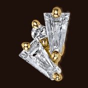 Pillar, 14k yellow gold, 1.25mm white CZ
