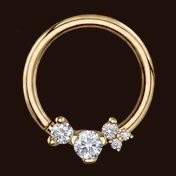 Ripple Seam Ring, 14k yellow gold, 2.5mm white CZ