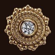 Round Afghan, 14k yellow gold, 1.5mm white CZ