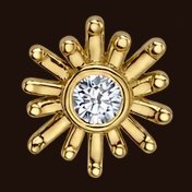 Small Sunray, 14k yellow gold, 1.5mm white CZ