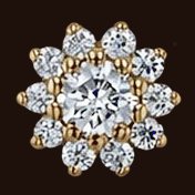 The Tiniest Rose, 14k yellow gold, 2mm white CZ