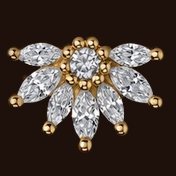 Tiny Starling, 14k yellow gold, 3x1.5mm white CZ marquise