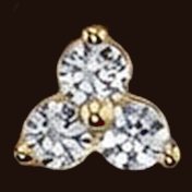 Tri Prong Cluster, 14k yellow gold, 1.25mm white CZ